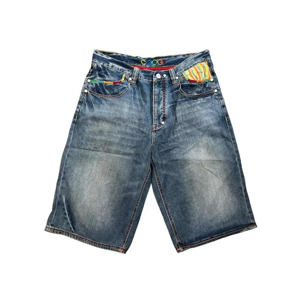 Coogi‎ Jorts Mens Size 38 Peacock Feather Jean Denim Baggy Skater Vintage Y2k